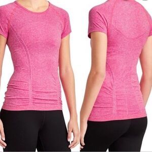 Athleta Fastest Track Cinch pink workout shirt top
